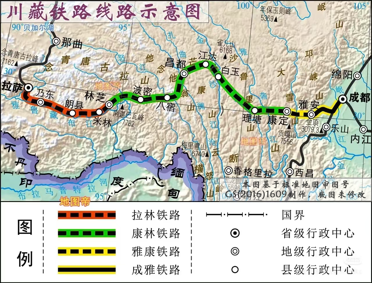 川藏铁路沿线局部地图